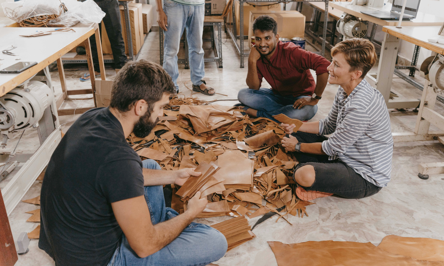 Elevate team in leather workshop in India