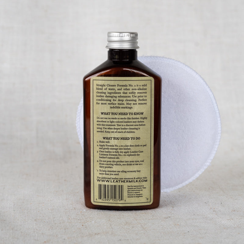Chamberlain's Straight Cleaner No. 2 bottle is a reliable leather cleaner solution ideal for thorough cleaning of leather surfaces.