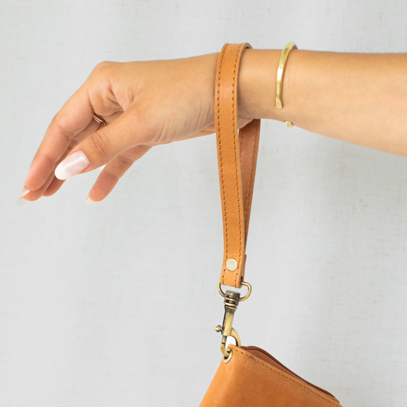 Stylish Leather Wristlet - A versatile handcrafted leather wristlet designed for carrying essentials.