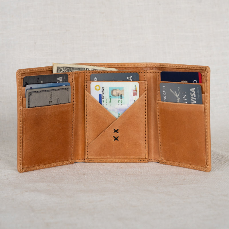 Titus Mens Leather Tri-Fold Wallet with stylish features, ideal for those seeking a blend of durability and sophistication.