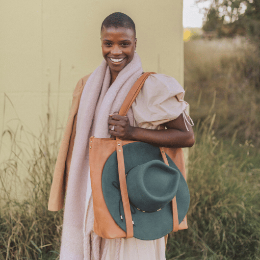 Stylish Leather Travel Hat Tote - Versatile carrying options with adjustable straps for convenient use on the go.