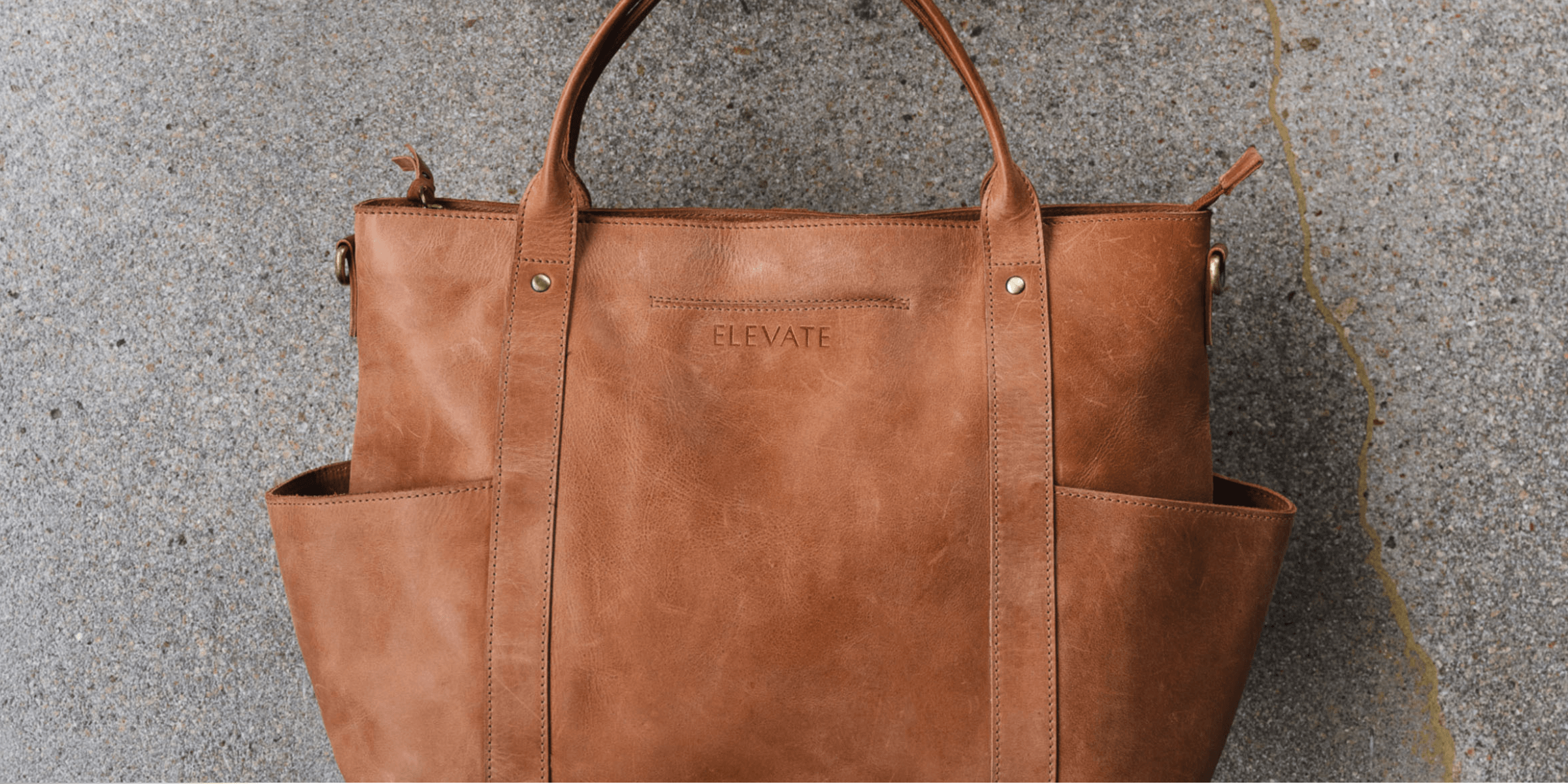 Elevate Leather Utility Tote before and after water proofing