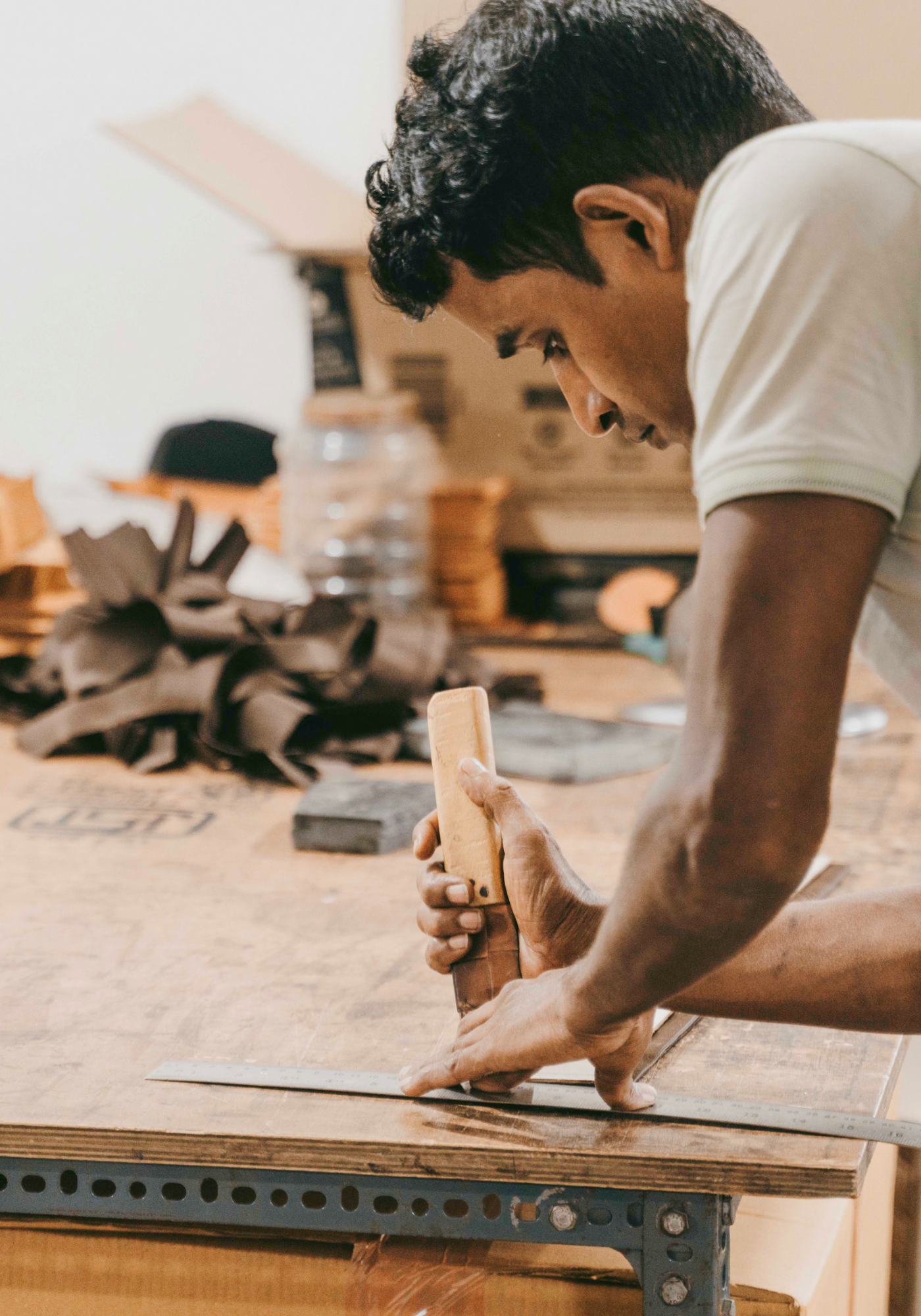 Leather artisan in India