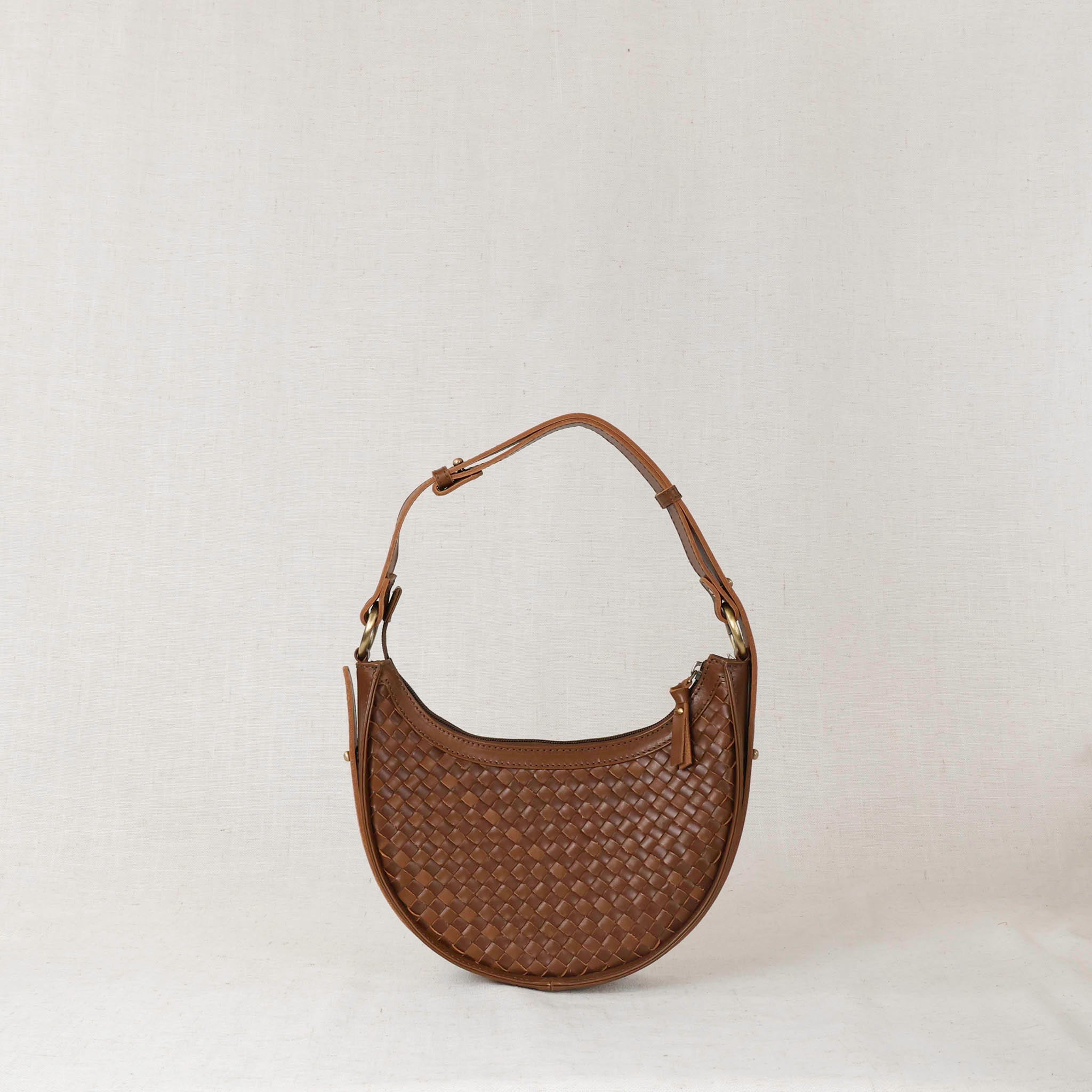 Woven Priya 3-in-1 Leather Crossbody Bag | Handwoven Full-Grain Leather